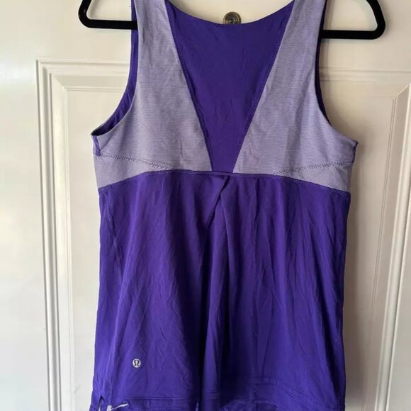 Lululemon purple tank with stripe detail and adjustable bottom size 12 - Picture 3 of 7